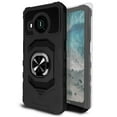 thumbnail image 1 of for Nokia X100 X 100 Ring Phone Case Magnet Mount Ready Slip Guard Grids Pattern Kickstand Hybrid Slim Shock Bumper Cover with Tempered Glass, 1 of 4