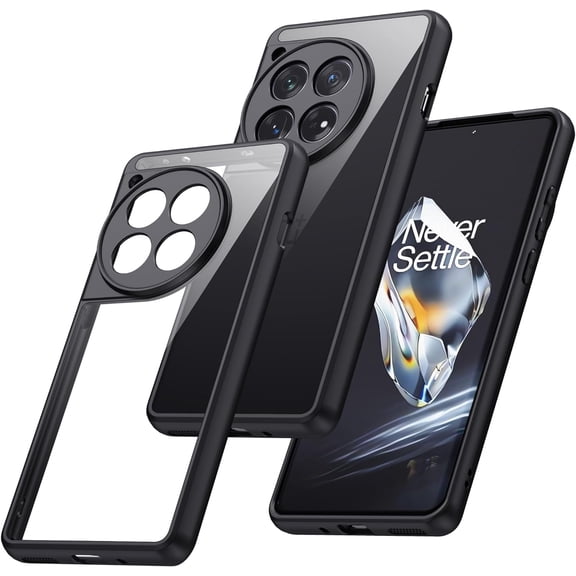 for OnePlus 12 Case, Clear Non-Yellowing Shockproof Bumper Case with Camera Cover One Plus 12, Slim Thin Yet Military Grade Drop Proof Silicone Phone
