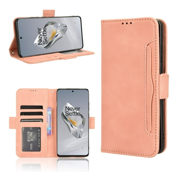 for OnePlus 12 Case, OnePlus 12 Wallet Case PU Leather Card Slot & Cash Side Pocket Shockproof Flip Phone Cover Compatible with OnePlus 12, Pink