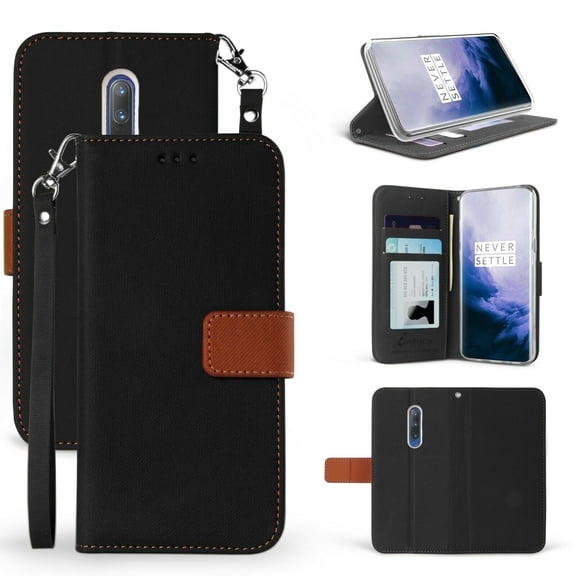for OnePlus 7Pro Case Phone Case Hybrid 2-Tone Wallet Kick stand Card Pocket Pouch Screen Flip Cover