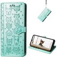 thumbnail image 1 of for Oppo A17 PU Leather Flip Wallet Case, Cute Cat Dog Cartoon Style with Card Slots Holder Phone Cover Case for Oppo A17 MG Green, 1 of 18