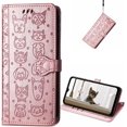 thumbnail image 1 of for Oppo A17 PU Leather Flip Wallet Case, Cute Cat Dog Cartoon Style with Card Slots Holder Phone Cover Case for Oppo A17 MG Rose Gold, 1 of 9