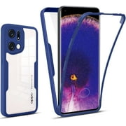 for Oppo Find X5 Clear Case with Screen Protector, Slim Shockproof Soft TPU Bumper Full Body Protection Phone Cover Case for Oppo Find X5 QC Blue