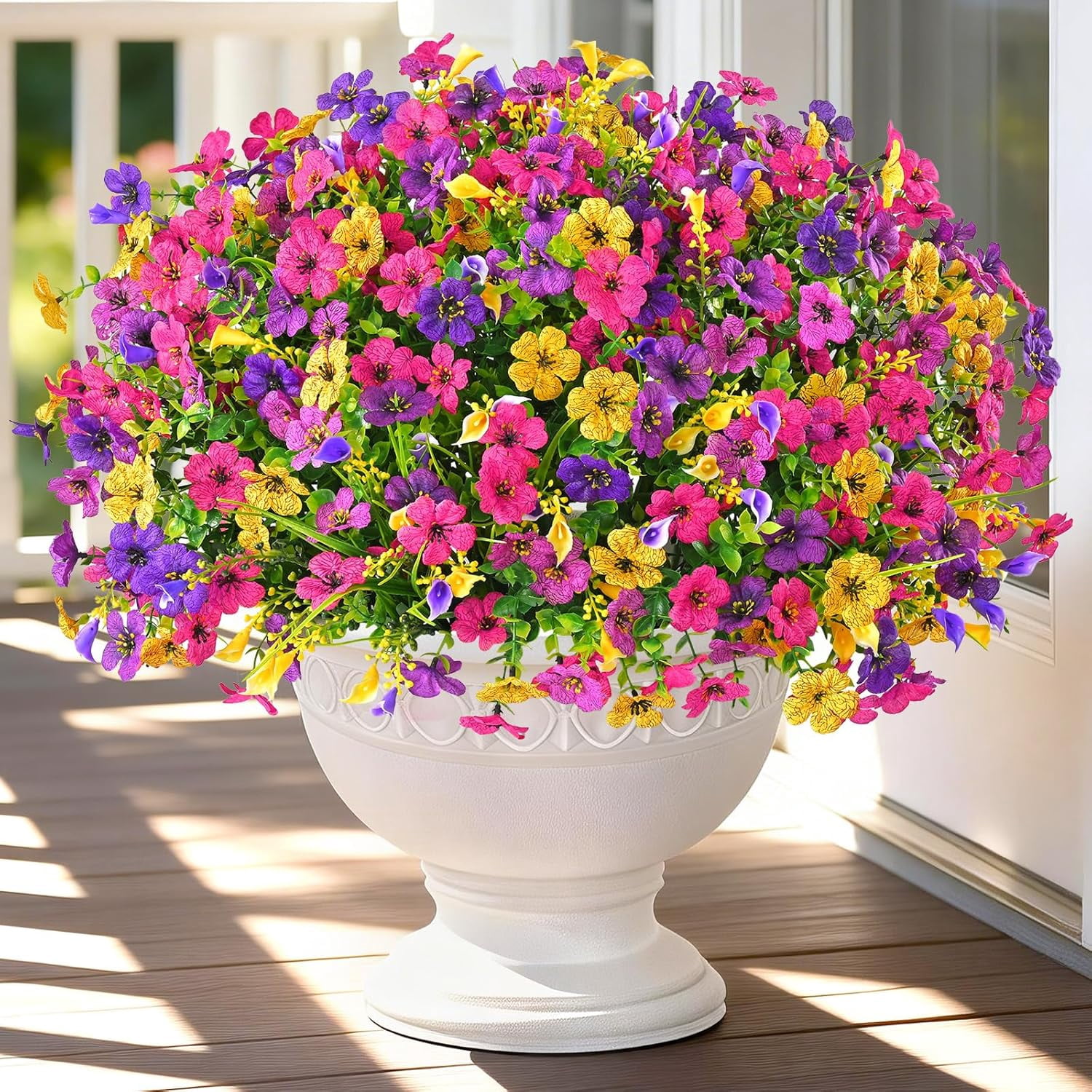 for Outdoors, 14 Bundles Faux Plants Outdoor for tion, UV Resistant Fake Flowers Artificial Plants & Flowers for Outdoors Garden Decor