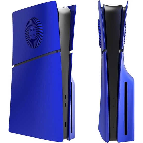 for PS5 Slim Console Faceplate Cover, Custom Replacement Skin Case ABS Cover Plates Side Shell for PS5 Slim Disc Edition (Blue, with Cooling Vents)