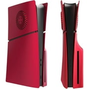 for PS5 Slim Console Faceplate Cover, Custom Replacement Skin Case ABS Cover Plates Side Shell for PS5 Slim Disc Edition Red, with Cooling Vents