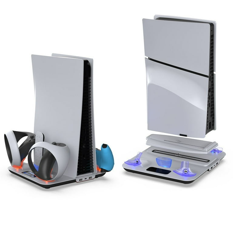 for PS5 Slim Host Multi-functional Cooling Base PS5 Charging Base for PSVR2  Game Controller Holder Charging Headphone Hanger 