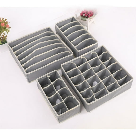 for Pack Bras Drawer Closet Underwear Ties Organizer Underwear Divide 4 by Housekeeping & Organizers Storage Case,Grey,Other Mixed Materials