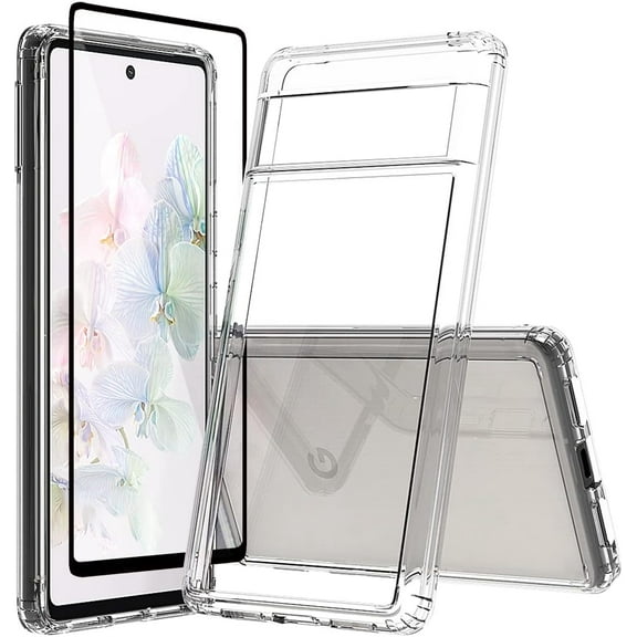 for Pixel 7 Case Google 7 Case with Screen Protector Premium Clear Back Panel + TPU Bumper Cover for Google Pixel 7YKL Clear