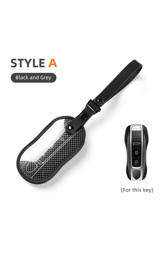 for Porsche Macan Panamera Cayenne Cayman 911 Boxster 9YA 971 Real Carbon Fiber Key Case Car Remote Keychain Cover Accessories.