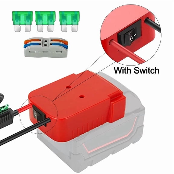 for Power Wheel Adapter for Milwaukee 18V Li-ion Battery with Switch Fuse 12AWG