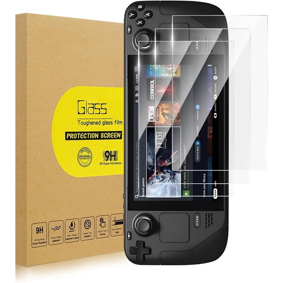 for Protector Designed for Steam Deck OLED (3-Pack Tempered Glass), Transparent HD Clear, Anti-Scratch, Bubble Free, Compatible with Steam Deck OLED