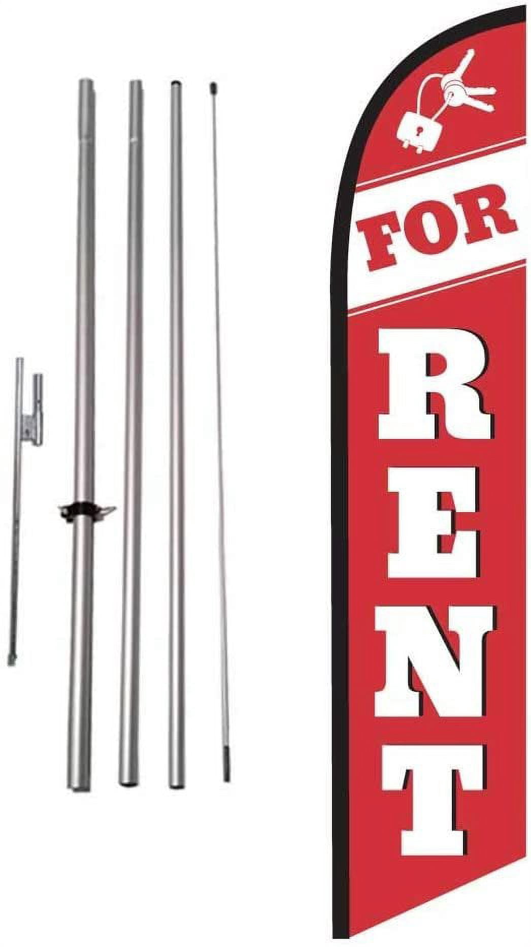 for Rent Auto Dealership Advertising Feather Banner Swooper Flag Sign with Flag Pole Kit and Ground Stake