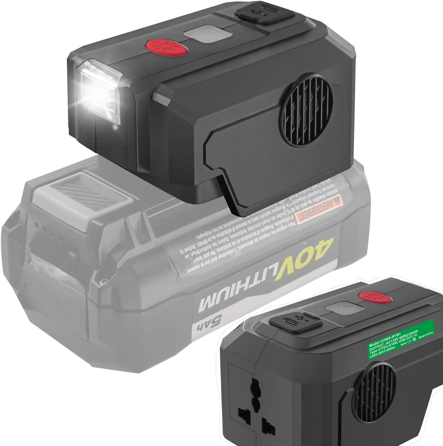 for Ryobi 40V Battery Adapter 200W Power Inverter Generator,for Ryobi USB Charger DIY Adapter,for Ryobi Top Off Inverter Portable PowerSource