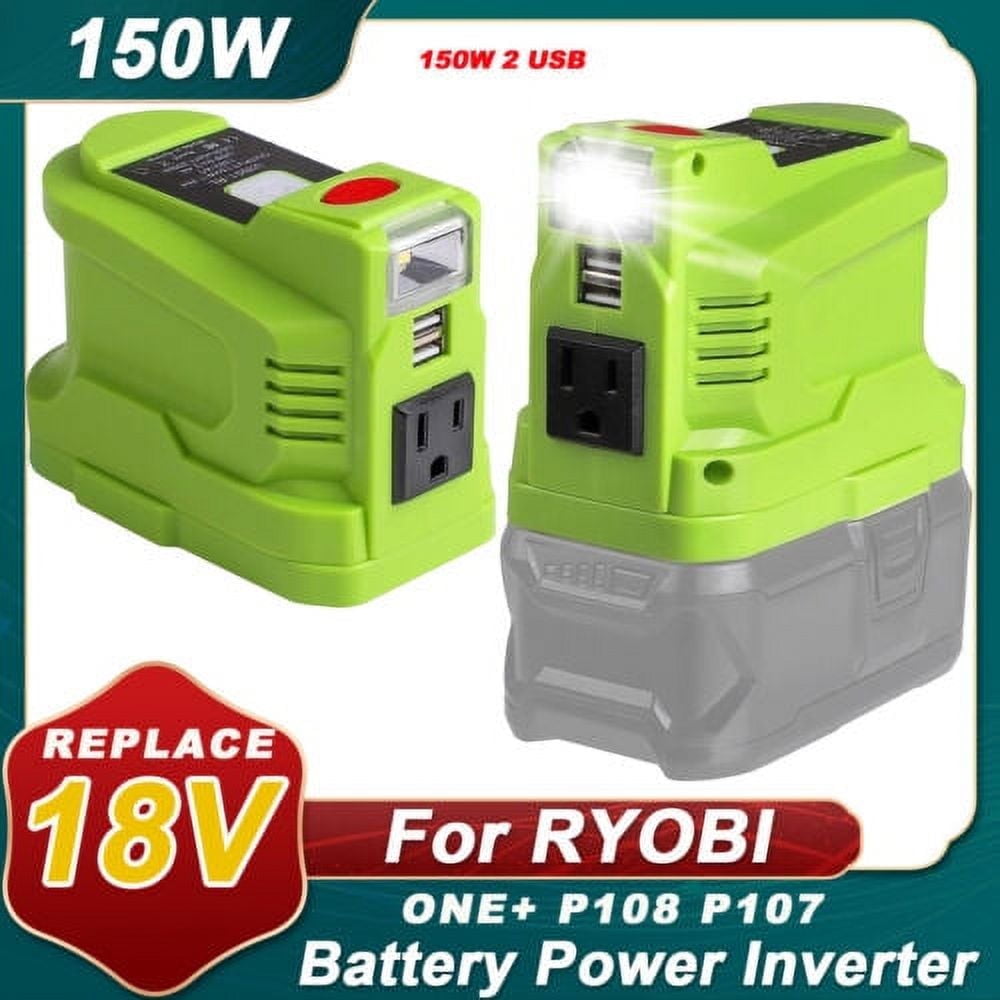 for Ryobi Powered Inverter Generator 150W P108 Battery 18V LED Work Light  2USB - Walmart Business Supplies