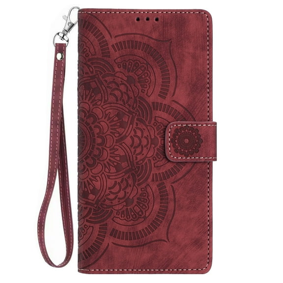for Samsung A16 Wallet Case,PU Leather Embossed Sunflowers Flip Wallet Card Slots Shockproof Wrist Strap Lanyard Case
