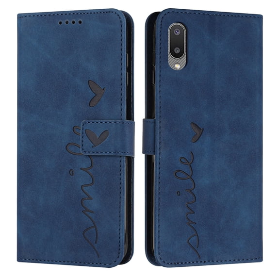 for Samsung Galaxy A02 / M02 (6.5 inch) Wallet Case With Card Slots Kickstand Magnetic and Wrist Strap Flip Case for Samsung Galaxy A02 / M02,Blue