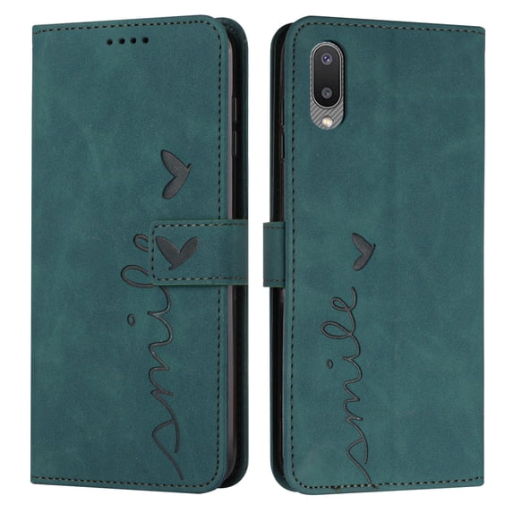 for Samsung Galaxy A02 / M02 (6.5 inch) Wallet Case With Card Slots Kickstand Magnetic and Wrist Strap Flip Case for Samsung Galaxy A02 / M02,Green