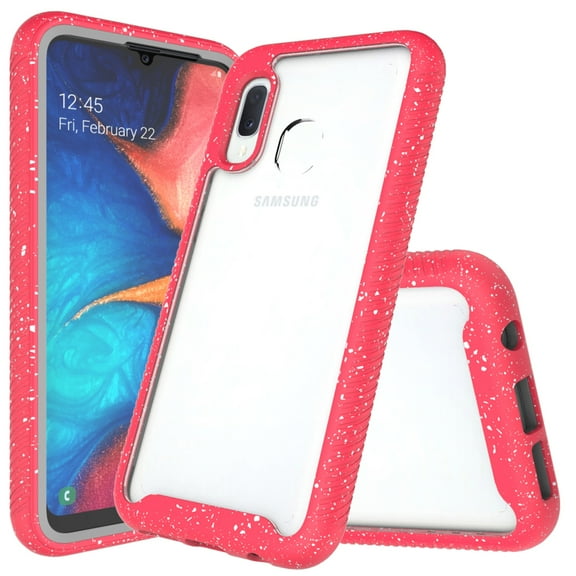 for Samsung Galaxy A10E Case Phone Case Shock Proof Edges Hybrid Hard Back Slim Bumper Cover Clear Pink - With Built In Screen
