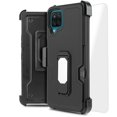 thumbnail image 1 of for Samsung Galaxy A12 5G Card Slot Magnetic Heavy Duty Shock Absorption Kickstand Armor Case with Belt Swivel Clip Holster Cover with Tempered Glass, 1 of 4