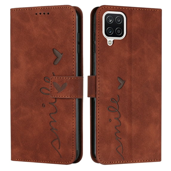 for Samsung Galaxy A12(6.5 inch) Wallet Case, Card Slots Magnetic Flip Cover with Kickstand Detachable Wrist Strap Case for Samsung Galaxy A12,Brown