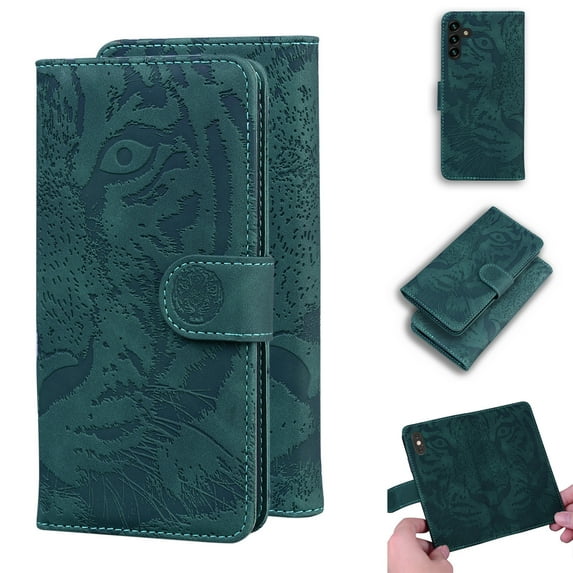 for Samsung Galaxy A15 Wallet Case, Flip Case PU Leather Embossed Folio Magnetic Kickstand Case Cover with Card Slots for Samsung Galaxy A15, Green