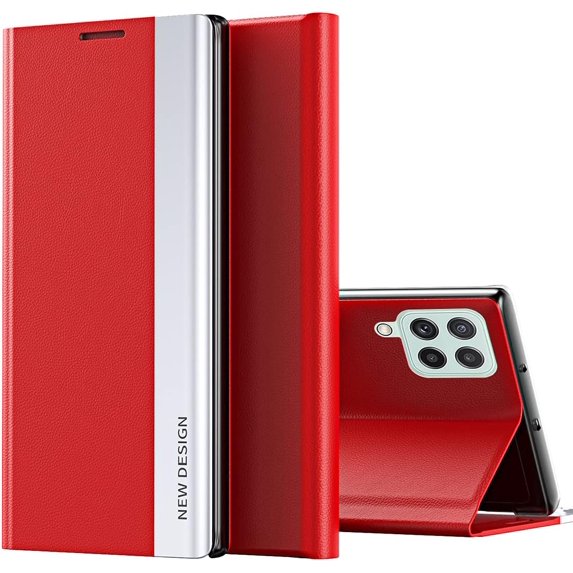 for Samsung Galaxy A22 4G (NOT 5G) Bracket Pagnetic Leather Cover TPU Shockproof Protection Flip Phone Case for Samsung Galaxy A22 4G CX Red