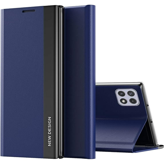 for Samsung Galaxy A22 5G (NOT 4G) Bracket Pagnetic Leather Cover TPU Shockproof Protection Flip Phone Case for Samsung Galaxy A22 5G CX Deep Blue