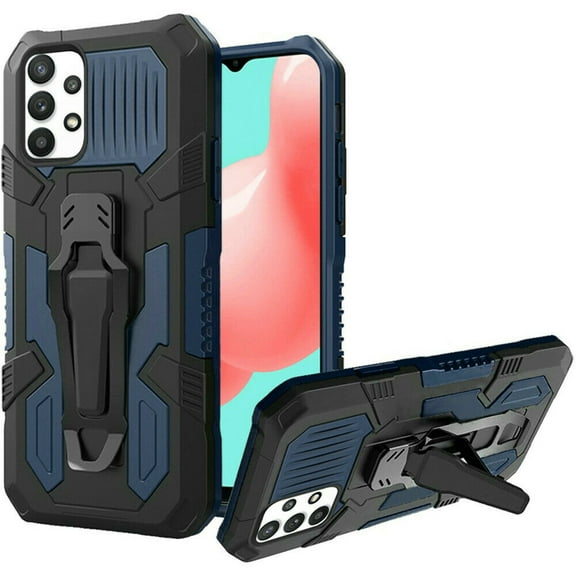 for Samsung Galaxy A32 5G Clip Magnetic Phone Case Corner Guard Hybrid Slim Kickstand Bumper Shock Cover with Tempered Glass