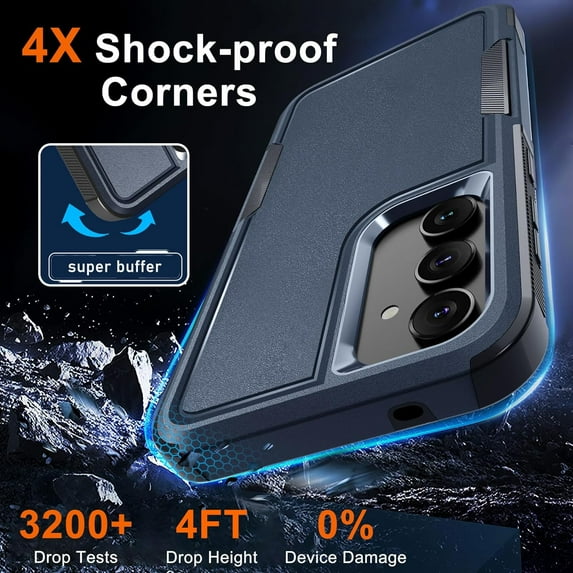 for Samsung Galaxy A35/A55 5G Case, Full Body Heavy Duty Rugged Shockproof Protective Phone Cover, Navy Blue