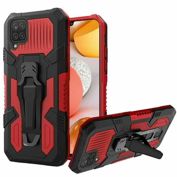 for Samsung Galaxy A42 5G Clip Magnetic Phone Case Corner Guard Hybrid Slim Kickstand Bumper Shock Cover with Tempered Glass