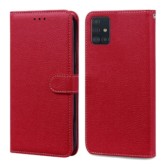 for Samsung Galaxy A51 5G Wallet Case with Wrist Strap Kickstand Magnetic Card Slots Phone Cover for Samsung Galaxy A51 5G (6.5 Inch),Red
