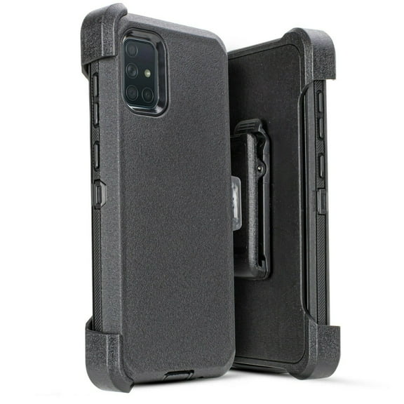 for Samsung Galaxy A51 Phone Case Dual Layer Full-Body Rugged Clear Back Case Drop Resistant Shockproof Case with Built In Screen Protector (Black)