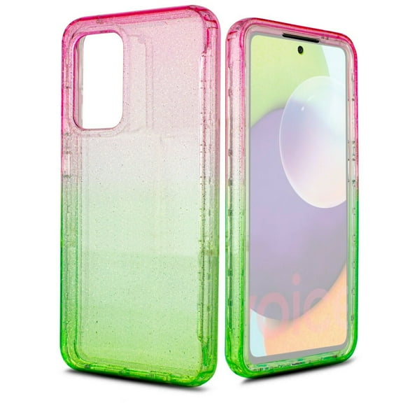 for Samsung Galaxy A72 5G Glitter Bling Full Body Built In Screen Protector Case Phone Case PU Shock Bumper Scratch Guard Skin Wrap Slim Cover