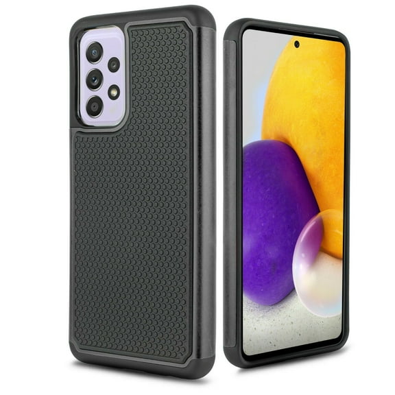 for Samsung Galaxy A72 5G with Tempered Glass Phone Case Shock Proof Edges Hybrid Hard Back Slim Bumper Cover