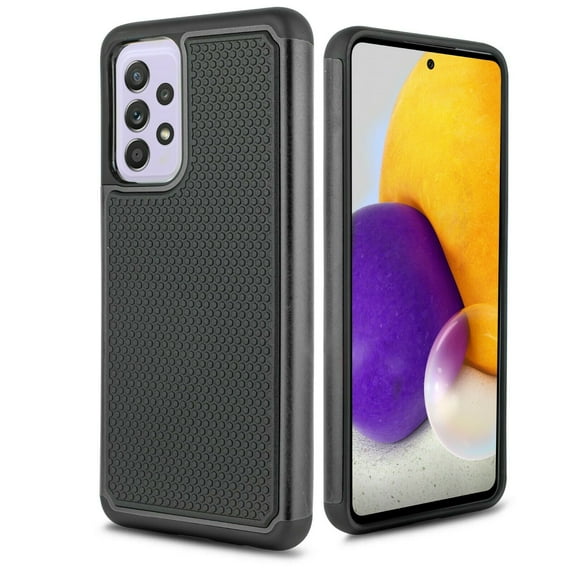 for Samsung Galaxy A72 5G with Tempered Glass Phone Case Shock Proof Edges Hybrid Hard Back Slim Bumper Cover