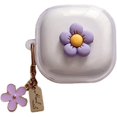thumbnail image 1 of for Samsung Galaxy Buds Live/Buds pro/Buds 2/Buds 2 pro/Buds FE,Cute Cartoon DIY Pattern Design Transparent Earphone Case with Keychain (Floret), 1 of 8