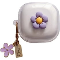 for Samsung Galaxy Buds Live/Buds pro/Buds 2/Buds 2 pro/Buds FE,Cute Cartoon DIY Pattern Design Transparent Earphone Case with Keychain (Floret)