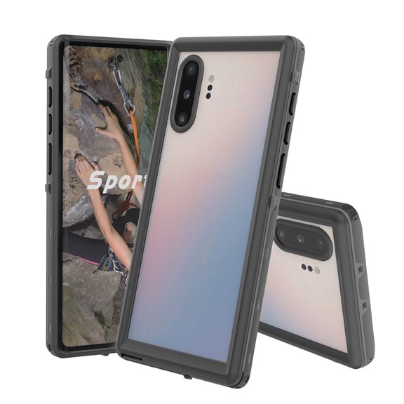 for Samsung Galaxy NOTE10 Plus Waterproof Case, Shockproof Dustproof Clear Cover Protector (Black)