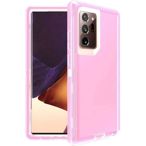 for Samsung Galaxy Note 20 Case Military Drop Tested 3 in 1 Protective Cover Heavy Duty Rugged Shockproof for Galaxy Note 20 Phone Case (Clear Red)