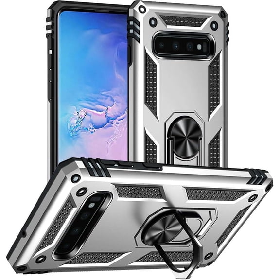 for Samsung Galaxy S10 Case, Galaxy S10 Case, [Military Grade 16ft. Drop Tested] Ring Shockproof Protective Phone Case for Samsung Galaxy S10,Sliver