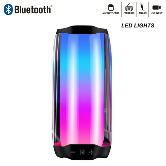 for Nokia 5.3 Bluetooth Speaker with LED Lights Color Changing Portable Wireless Speaker IPX7 Waterproof - Black