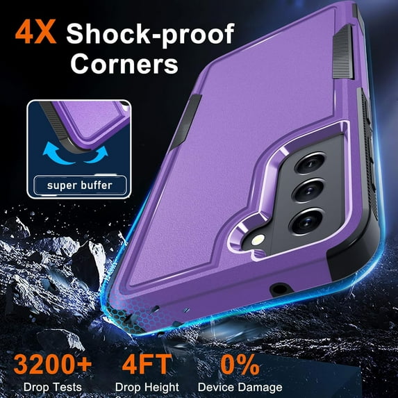 for Samsung Galaxy S21 FE Case, Full Body Heavy Duty Rugged Shockproof Protective Phone Cover, Lavender