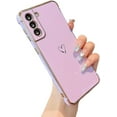 thumbnail image 1 of for Samsung Galaxy S21 Plus 5G Case,Cute Plating Edge Love Hearts Pattern with Camera Lens Protection Phone Cover for Girls Women,Purple, 1 of 14
