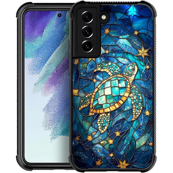 for Samsung Galaxy S21 Plus Case, Soft Silicone Shockproof Bumper Camera Protection Phone Case-Glass Star Turtle