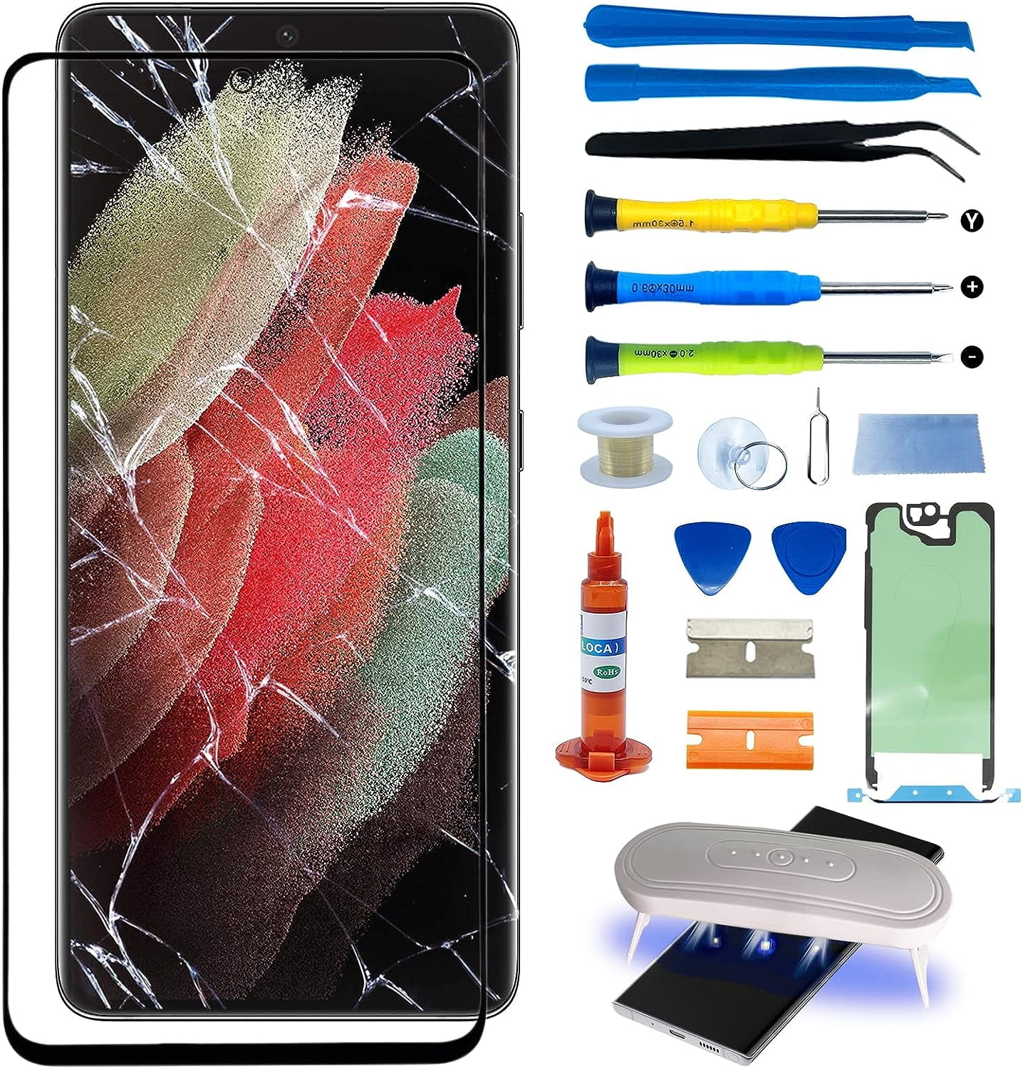 for Samsung Galaxy S21 Ultra Front Glass Repair Kit Screen Replacement Outer Glass Screen incl