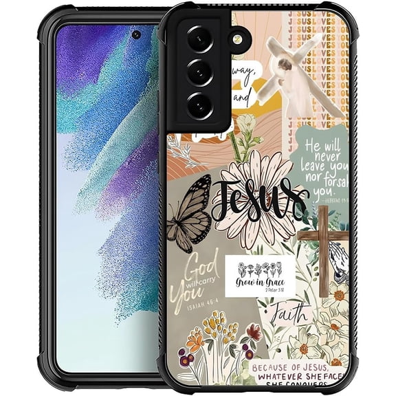 for Samsung Galaxy S22 Case, Soft Silicone Shockproof Bumper Camera Protection Phone Case-Christian Bible Verse Collage