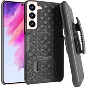 for Samsung S22 Case,Belt Clip Holster Rugged Combo Armor Shell Kickstand Swivel Shockproof Cover For Galaxy S22 6.1"Black