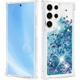 thumbnail image 1 of for Samsung Galaxy S22 Ultra 5G Case, Shockproof Clear TPU Liquid Glitter Case, Bling Blue Glitters Case for S22 Ultra 5G for Women, 1 of 7