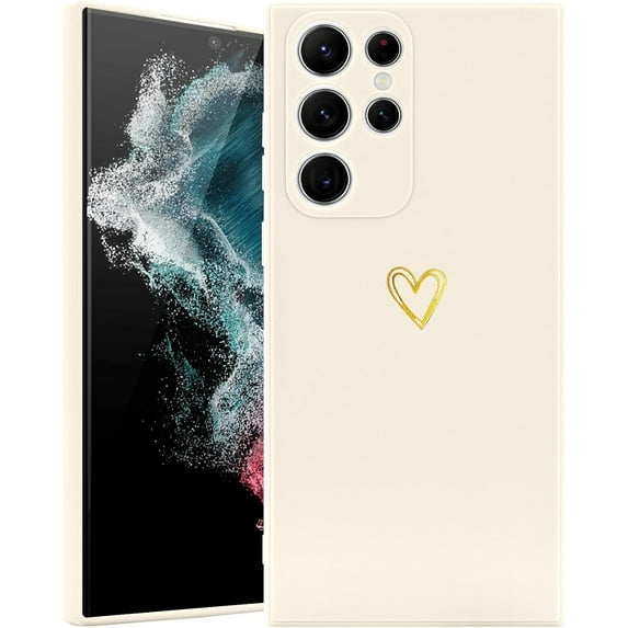 for Samsung Galaxy S22 Ultra Case Cute Slim Shockproof Phone Case with Wireless Charging Support and Protection, Cream